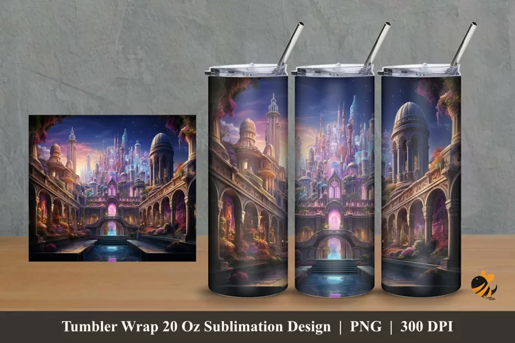 Royal Palace Tumbler Wrap Sublimation Design 2