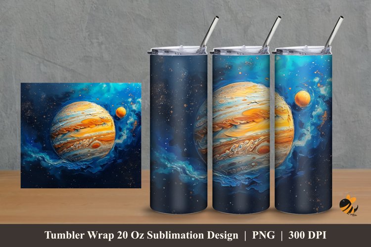 Planet Illustration Tumbler Wrap Sublimation Design 2 example image 1