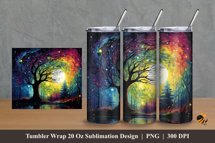 Galaxy Forest Tumbler Wrap Sublimation Design 2