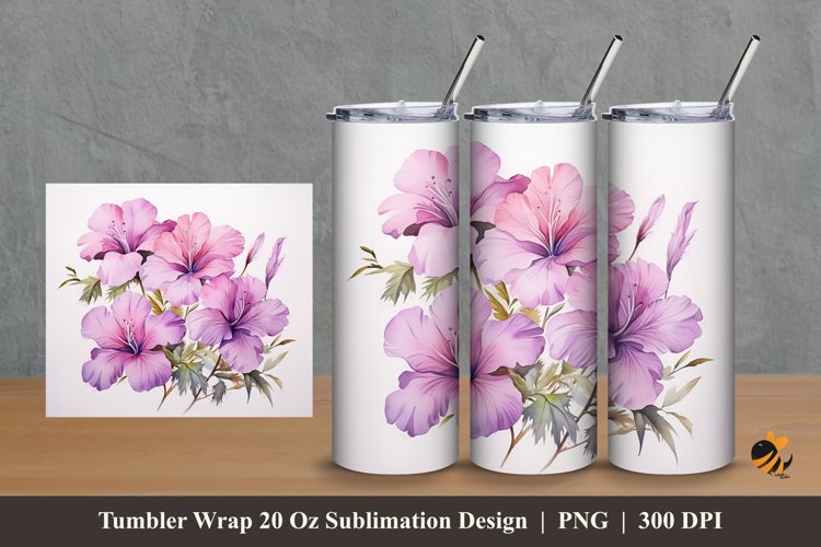 Blooming Flowers Tumbler Wrap Sublimation Design 2