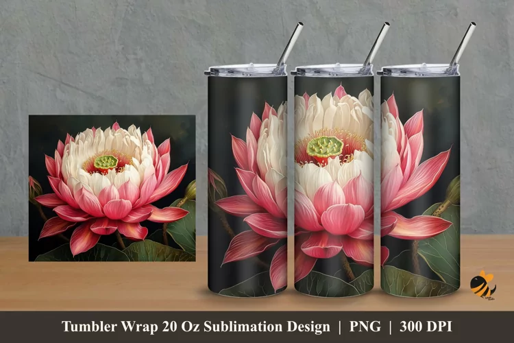 Night Blooming Tumbler Wrap Sublimation Design 2