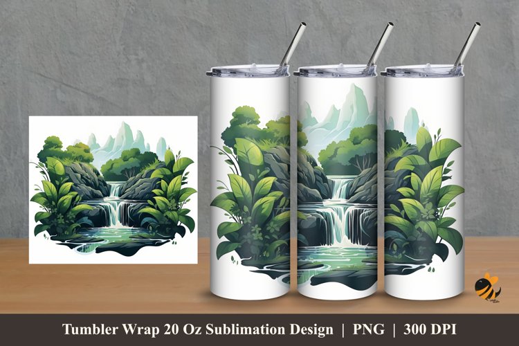 Tropical Island Tumbler Wrap Sublimation Design 2