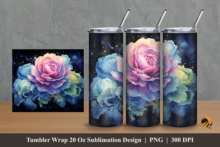 Watercolor Cabbage Tumbler Wrap Sublimation Design 2