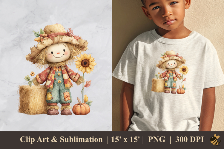 Whimsical Scarecrow DTF Sublimation Clipart Design 2