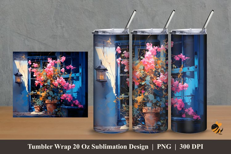 Outdoor Flower Tumbler Wrap Sublimation Design 2 example image 1
