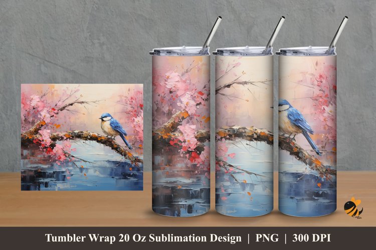 Natures Rhapsody Bird Tumbler Wrap Sublimation Design 2
