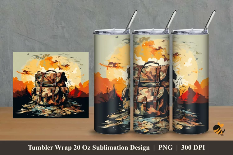 World War Bag Tumbler Wrap Sublimation Design 2