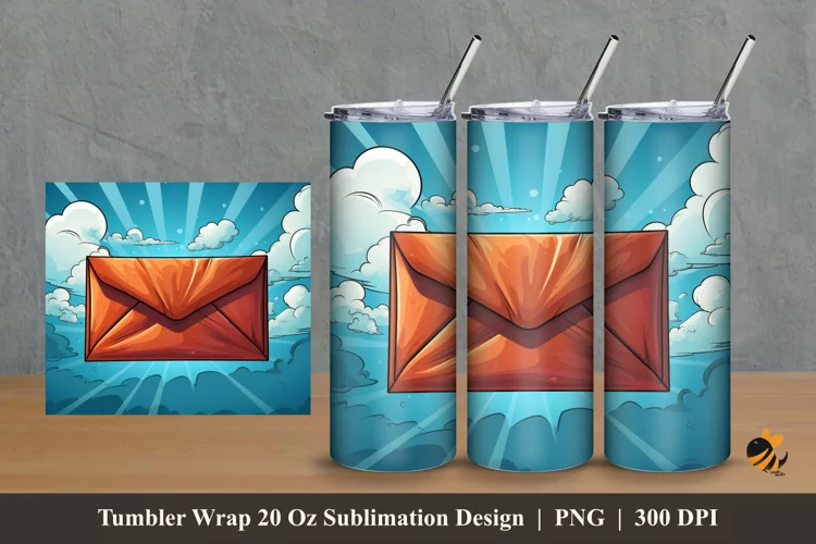 Vintage Envelope Tumbler Wrap Sublimation Design 2