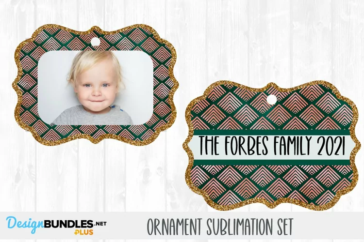 Green Ornamental | Photo Christmas Sublimation Ornament