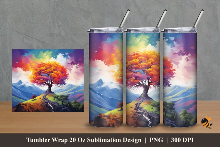 Tree Love Tumbler Wrap Sublimation Design 2