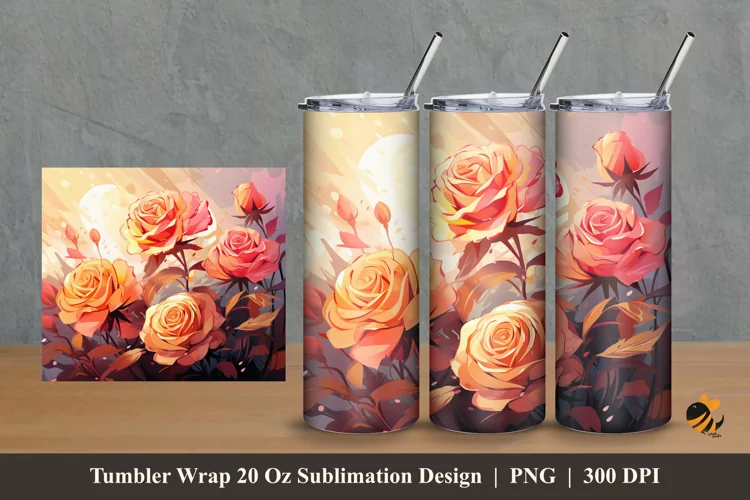 Senja Rose Tumbler Wrap Sublimation Design 2