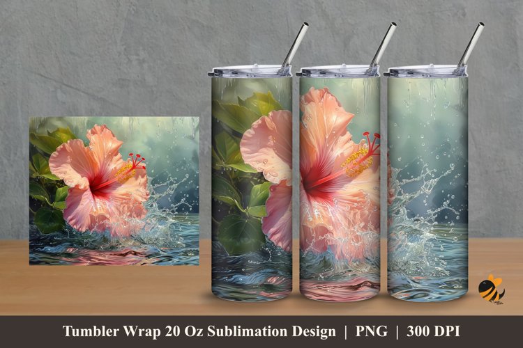Lily Splash Tumbler Wrap Sublimation Design 2 example image 1