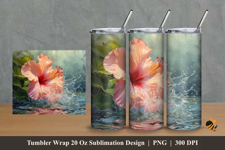 Lily Splash Tumbler Wrap Sublimation Design 2