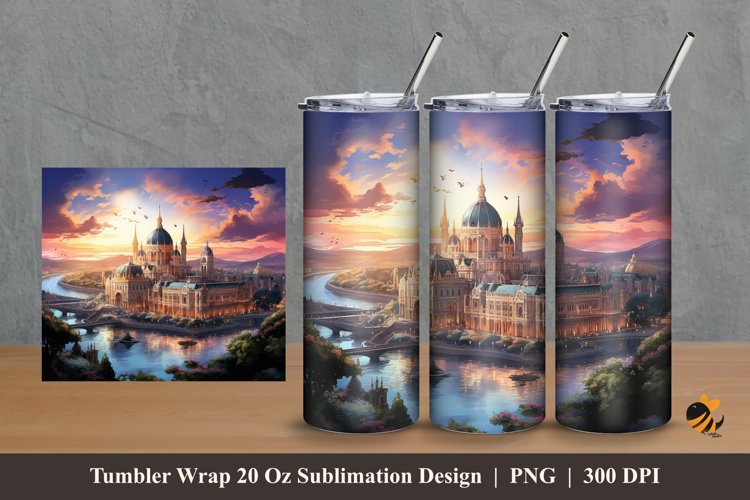 Magnificent Palace Tumbler Wrap Sublimation Design 2 example image 1
