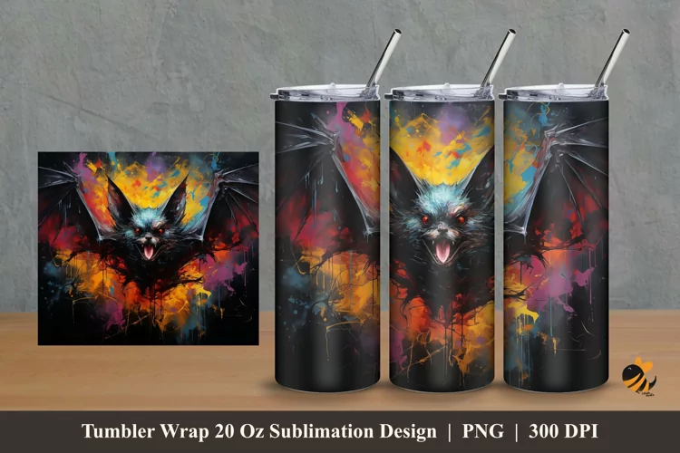 Bat Abstract Tumbler Wrap Sublimation Design 2