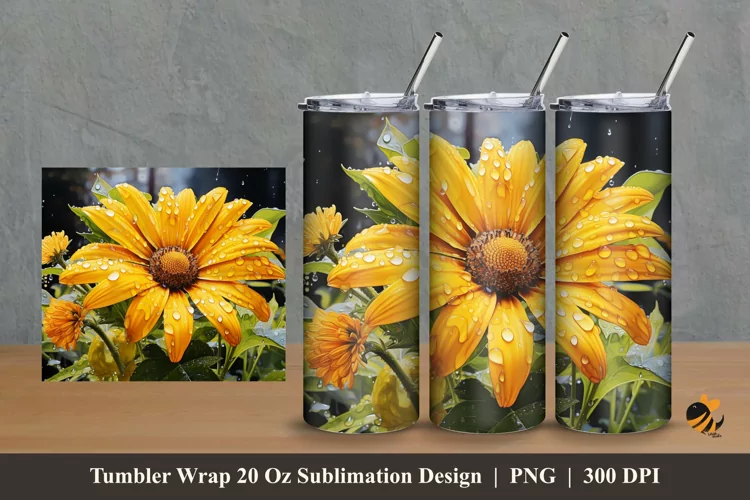 Sunflower Charm Tumbler Wrap Sublimation Design 2