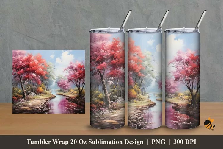 Nature's Bloom Tumbler Wrap Sublimation Design 2