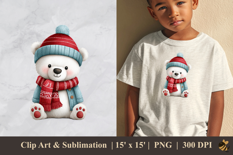 Winter Polar Bear DTF Sublimation Clipart Design 2