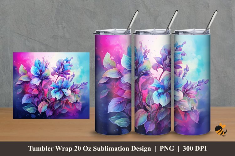 Oregano Flower Tumbler Wrap Sublimation Design 2 example image 1