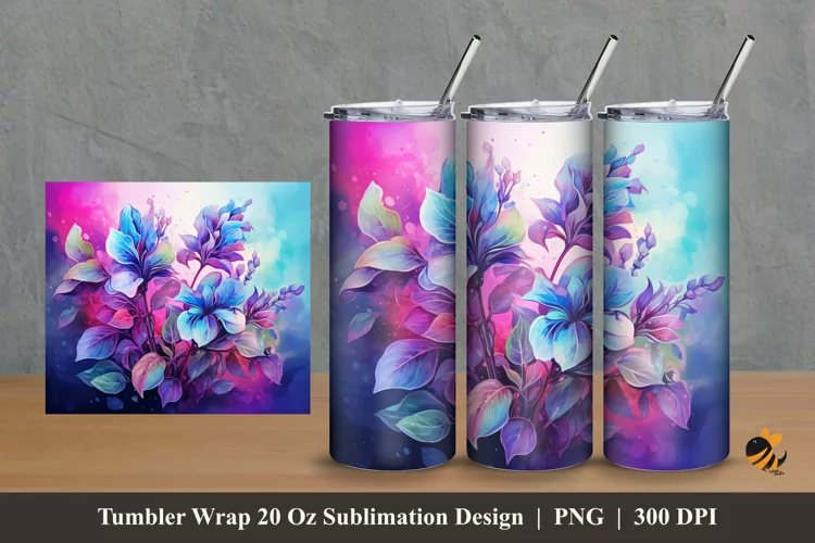 Oregano Flower Tumbler Wrap Sublimation Design 2