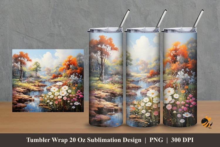 River Park Tumbler Wrap Sublimation Design 2 example image 1