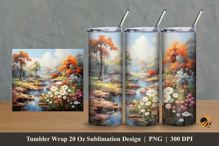 River Park Tumbler Wrap Sublimation Design 2