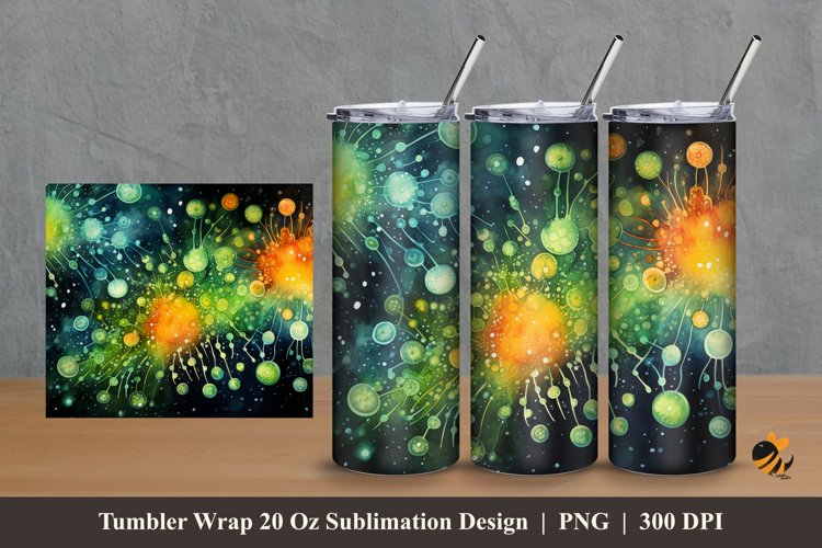 Watercolor Microorganisms Tumbler Wrap Sublimation Design 2 example image 1