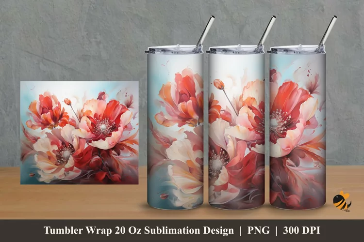 Dream Flower Tumbler Wrap Sublimation Design 2