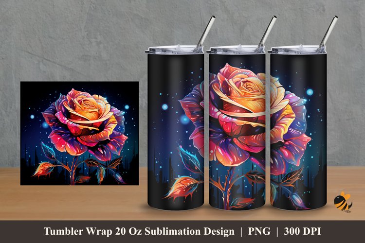Rose Blink Effect Tumbler Wrap Sublimation Design 2 example image 1