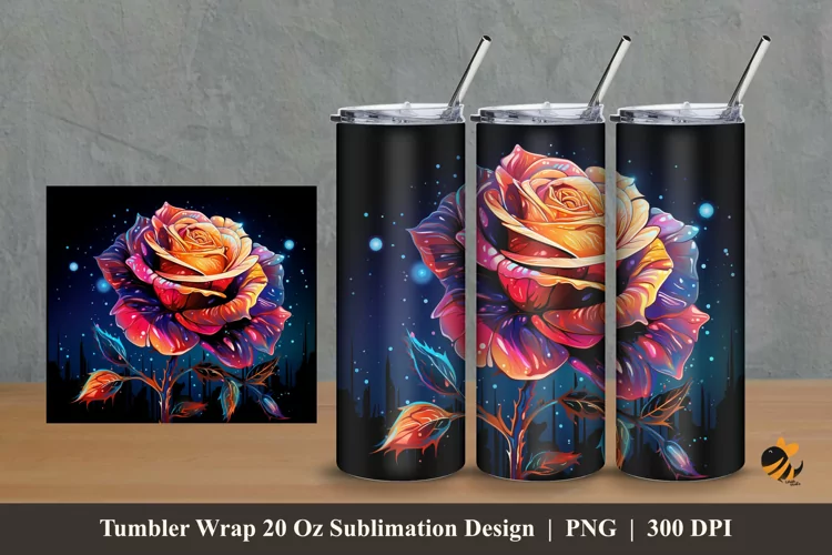 Rose Blink Effect Tumbler Wrap Sublimation Design 2