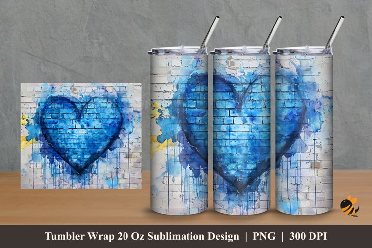 Love at Wall Tumbler Wrap Sublimation Design 2 example image 1