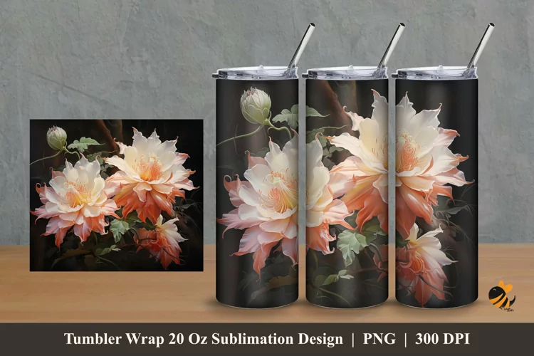 Epiphyllum Tumbler Wrap Sublimation Design 2