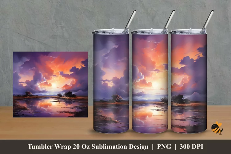 Evening View Tumbler Wrap Sublimation Design 2