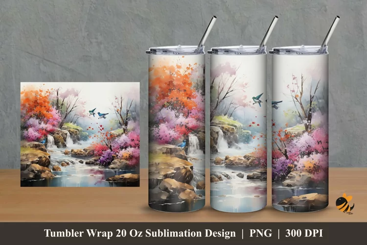 Bird Nature Tumbler Wrap Sublimation Design 2