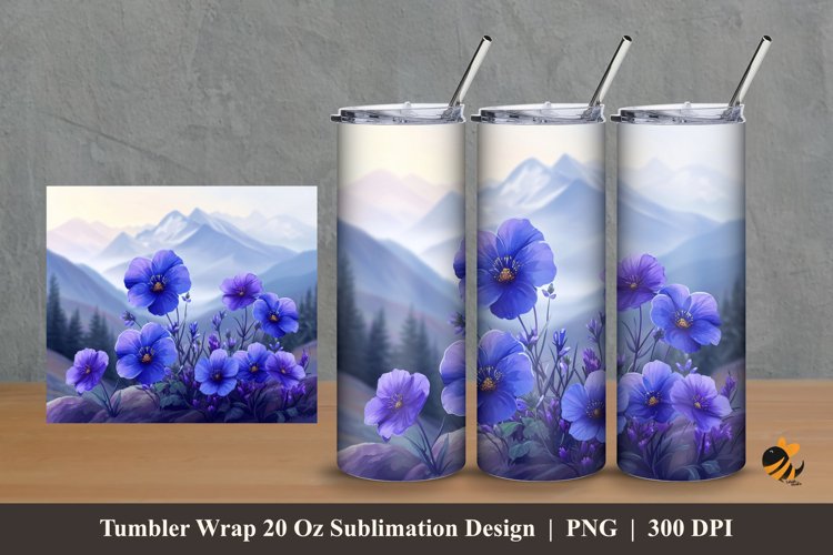 Mountain Garden Tumbler Wrap Sublimation Design 2 example image 1