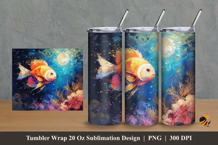 Moonfish Abstract Tumbler Wrap Sublimation Design 2