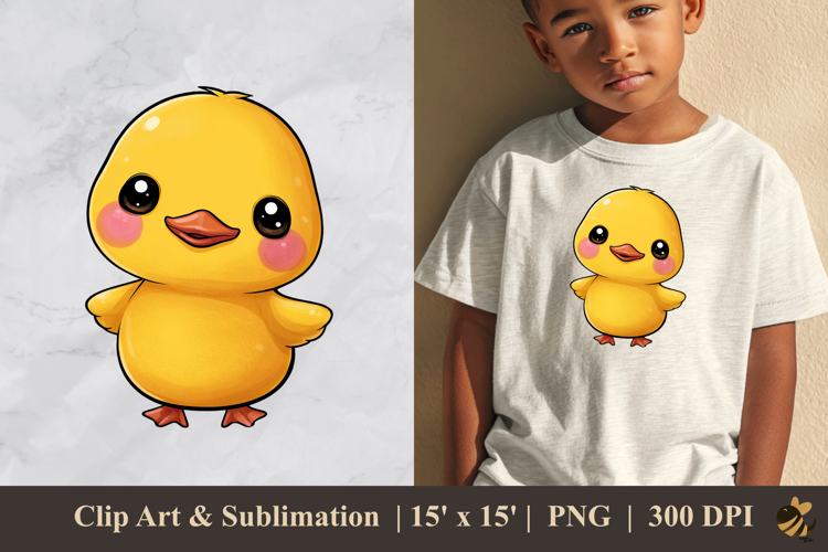 Cute Yellow Duck DTF Sublimation Clipart Design 2