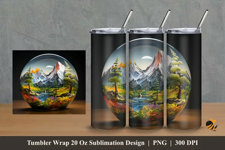 Aero Garden Illustration Tumbler Wrap Sublimation Design 2
