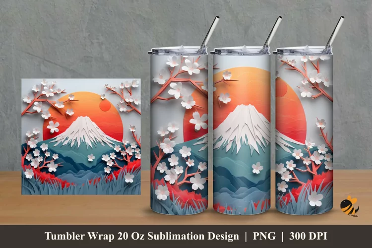 3D Mountain Panoramic Tumbler Wrap Sublimation Design 2