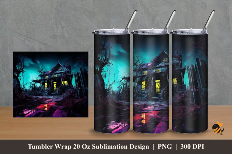 Old Futuristic Tumbler Wrap Sublimation Design 2 example image 1