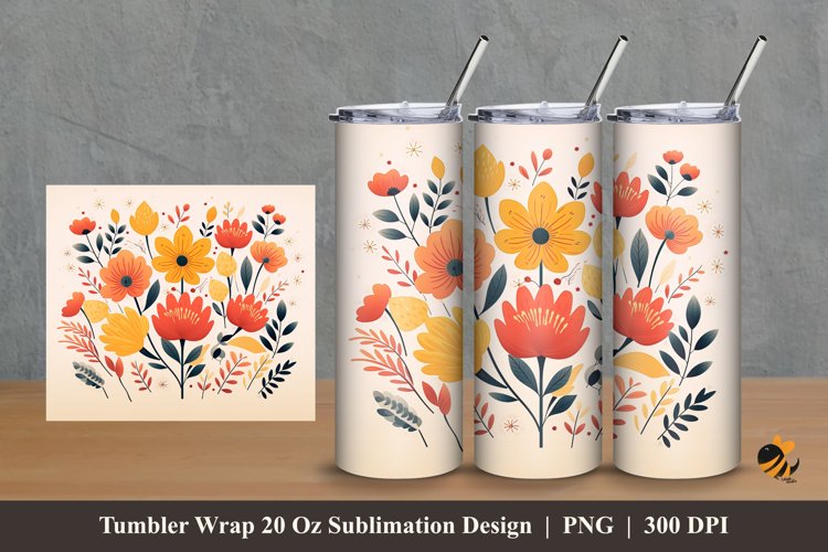 Classic Flowers Tumbler Wrap Sublimation Design 2