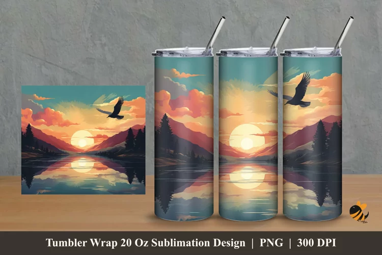 Natural Sunset Tumbler Wrap Sublimation Design 2