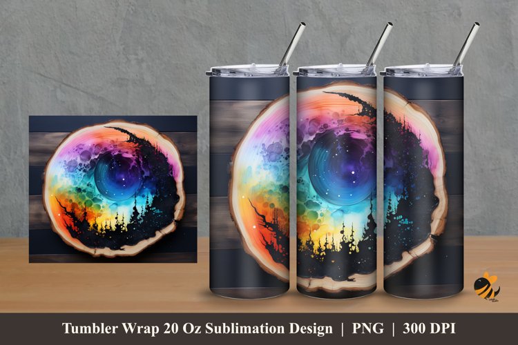 Painting At Wooden Slice Tumbler Wrap Sublimation Design 2 example image 1