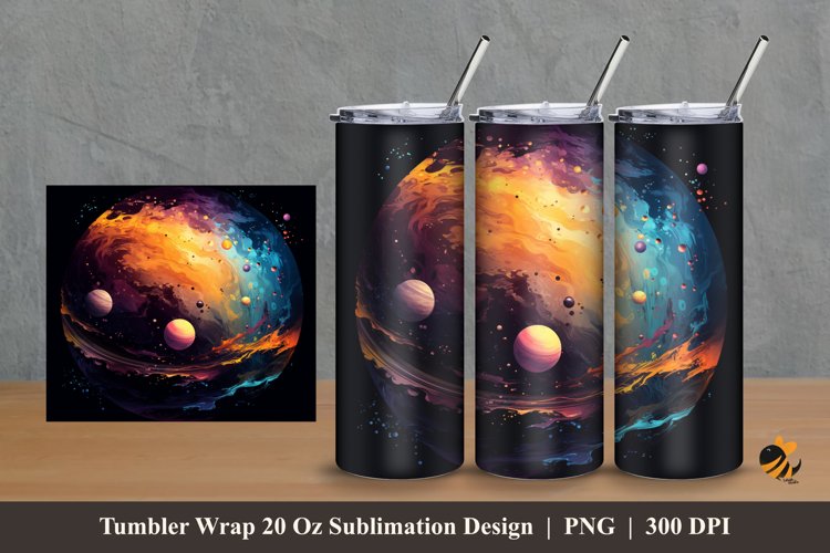 Colorful Space Tumbler Wrap Sublimation Design 2 example image 1