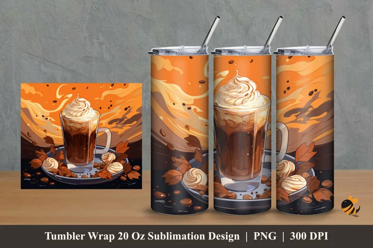 Chocolate Drink Tumbler Wrap Sublimation Design 2