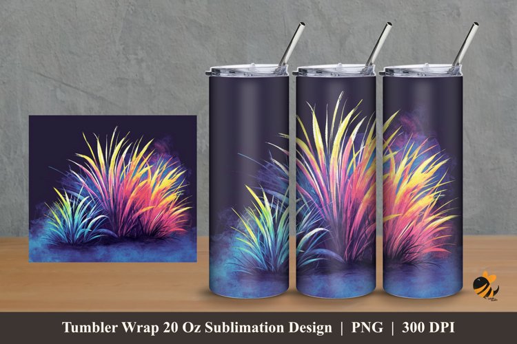 Colorful Grass Tumbler Wrap Sublimation Design 2 example image 1