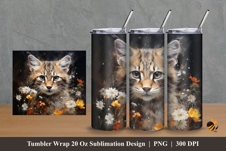 Cat Abstract Tumbler Wrap Sublimation Design 2