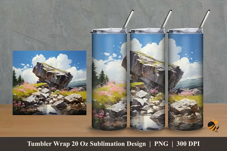 Big Stone Charm Tumbler Wrap Sublimation Design 2