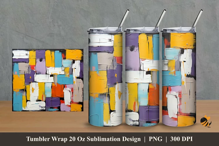 Painting Abstract Tumbler Wrap Sublimation Design 2