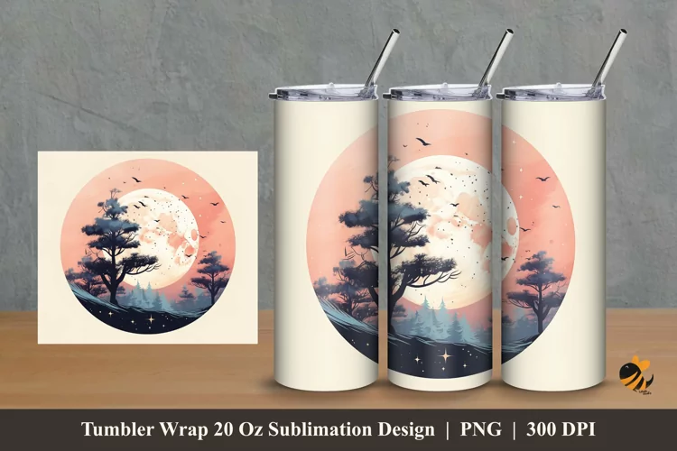 Lunar Circle Tumbler Wrap Sublimation Design 2